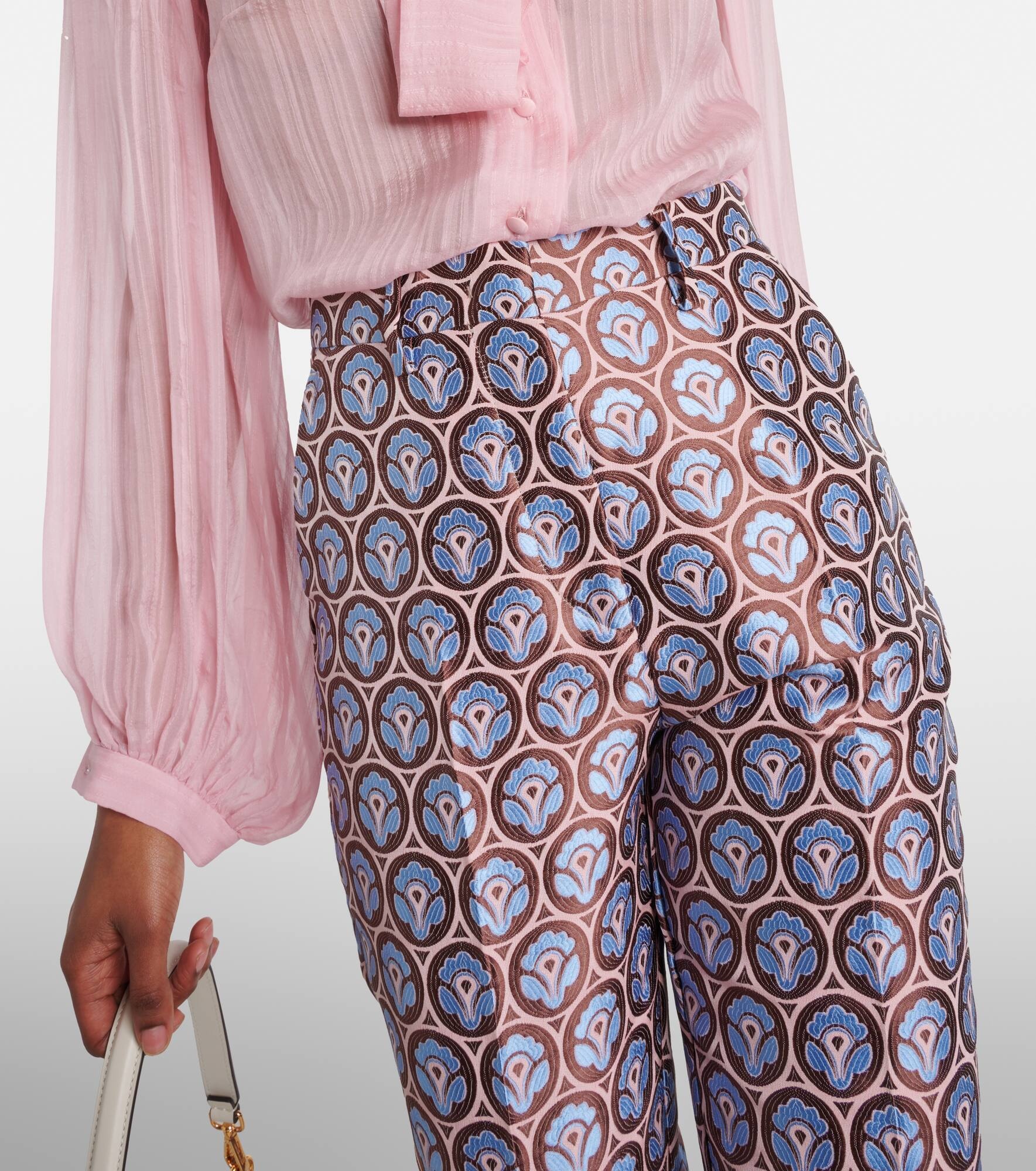 Cropped jacquard slim pants - 4