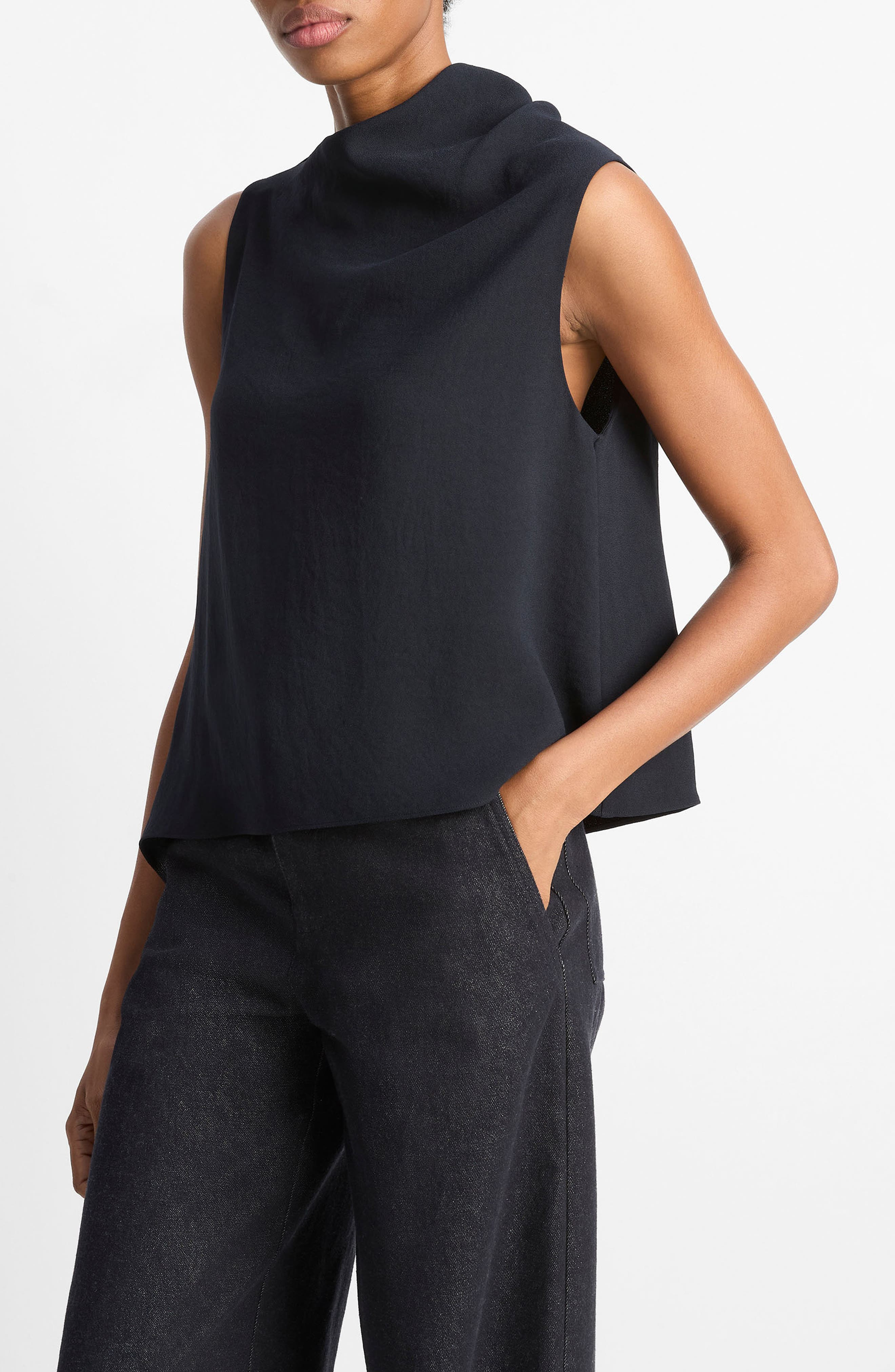 Vince Asymmetric Drape Sleeveless Top in Coastal at Nordstrom - 3