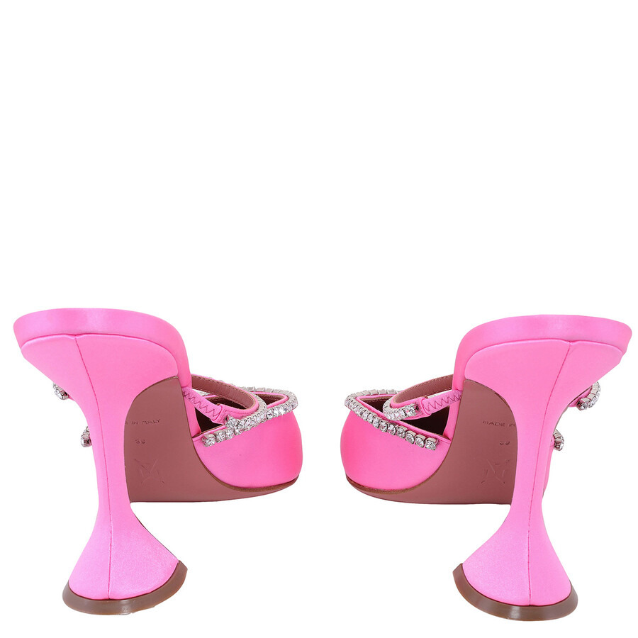 Amina Muaddi Gilda Pointed-Toe Satin Mules - 4