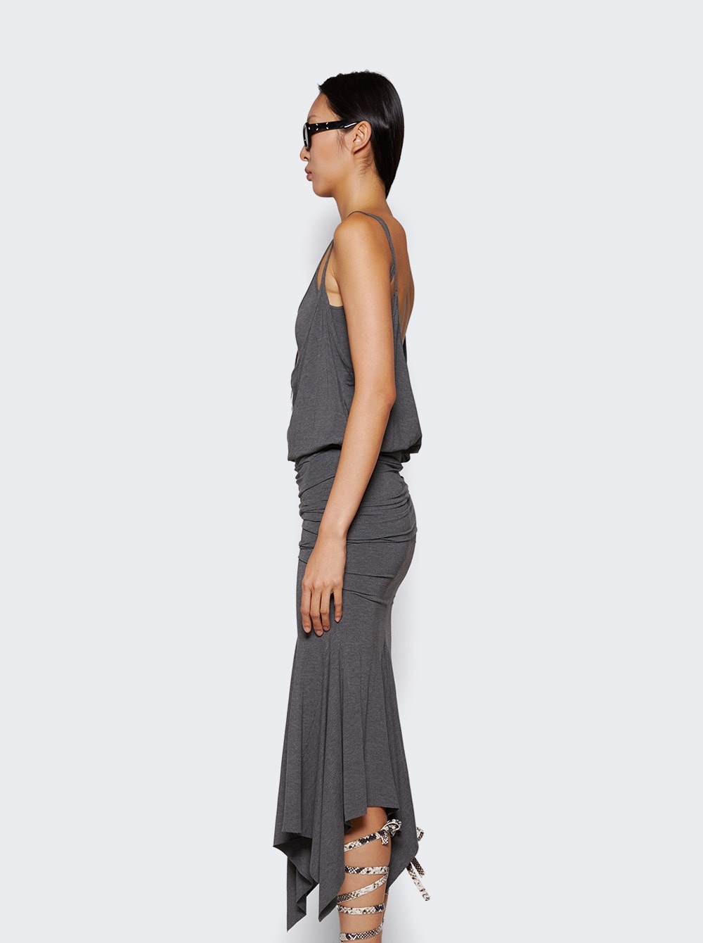 Asymmetric Midi Dress Dark Grey - 4