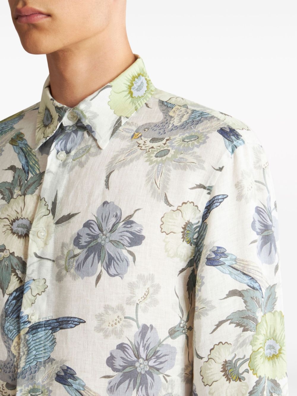 floral-print button-up shirt - 4