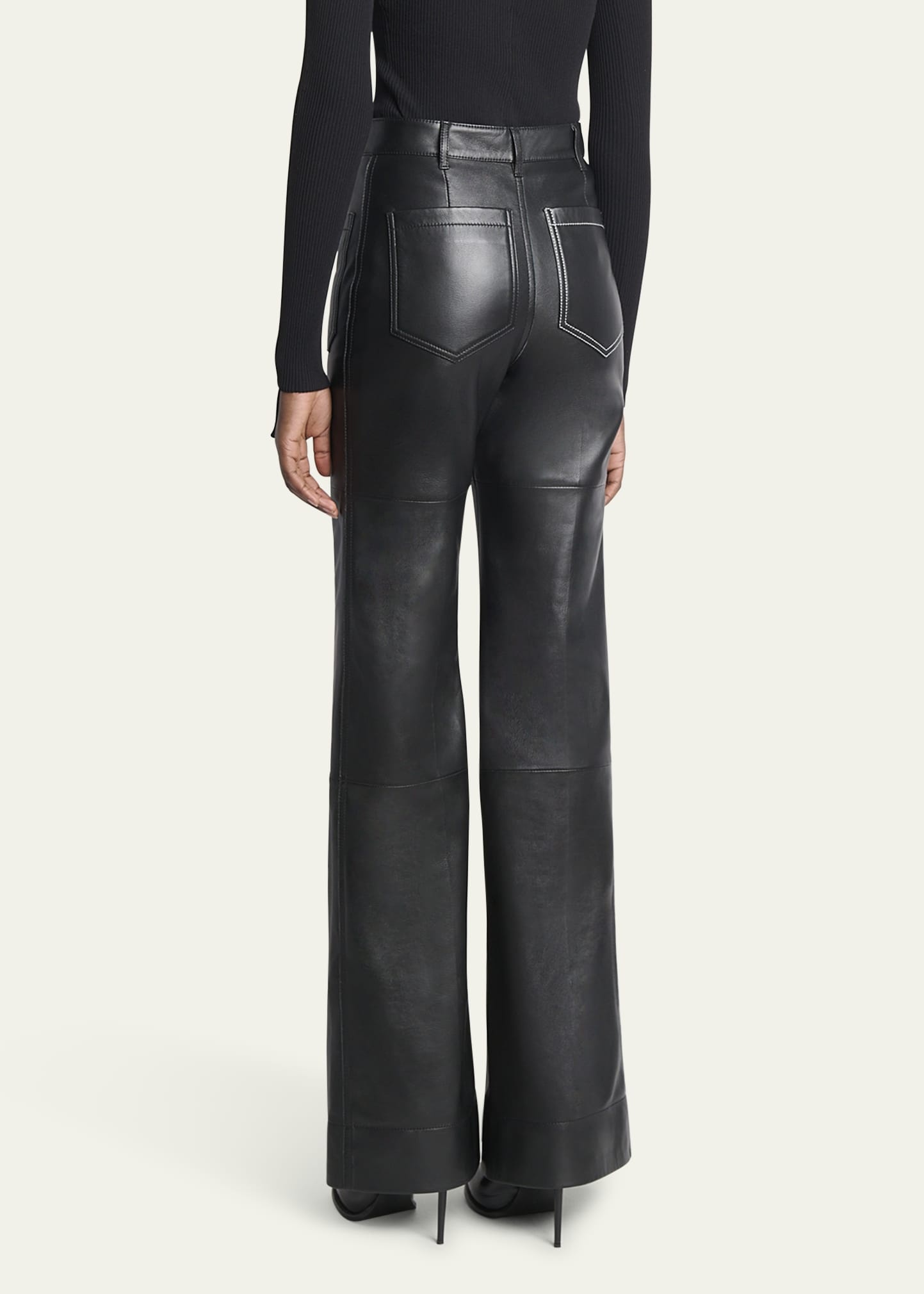 Alina Flared Leather Trousers - 3