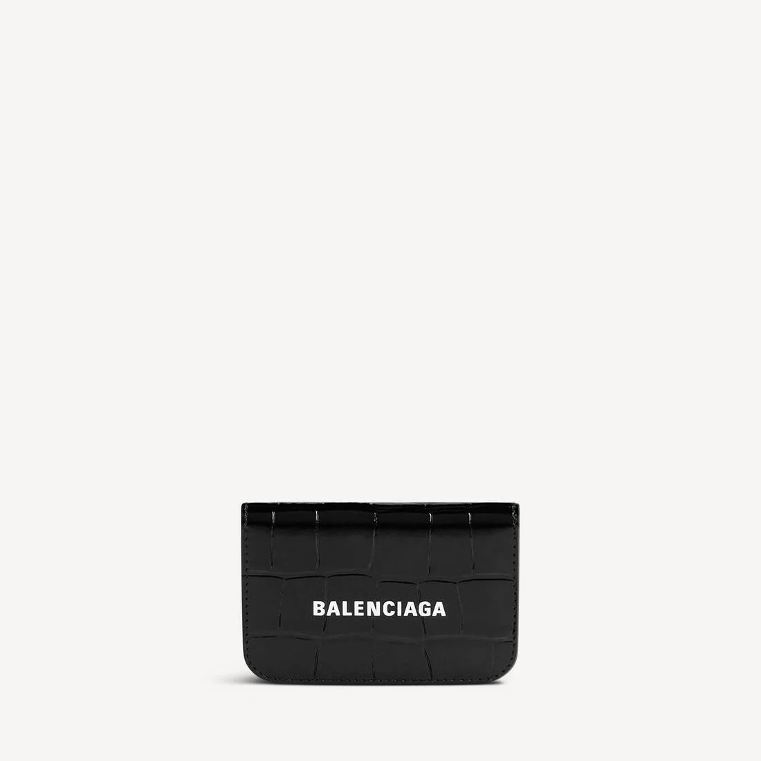 Cash Mini Wallet Crocodile Embossed in Black/white - 1
