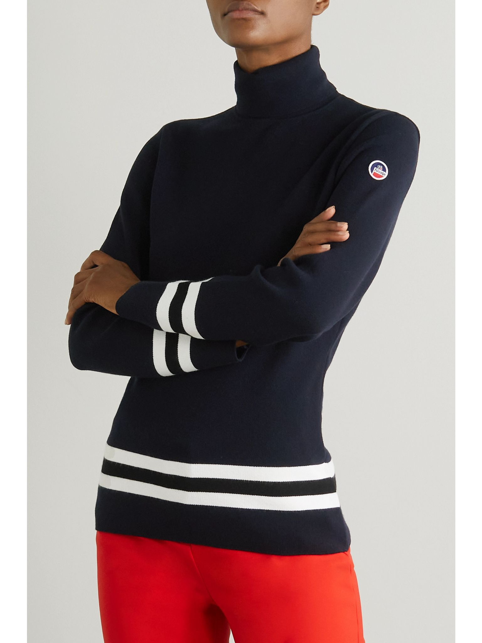 Judith striped knitted turtleneck sweater Navy - 2