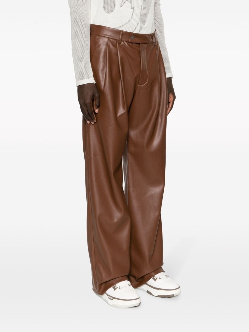 faux-leather flared trousers - 3
