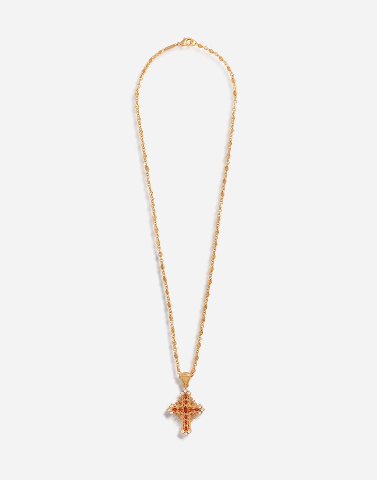 Necklace with cross and rhinestones - 1