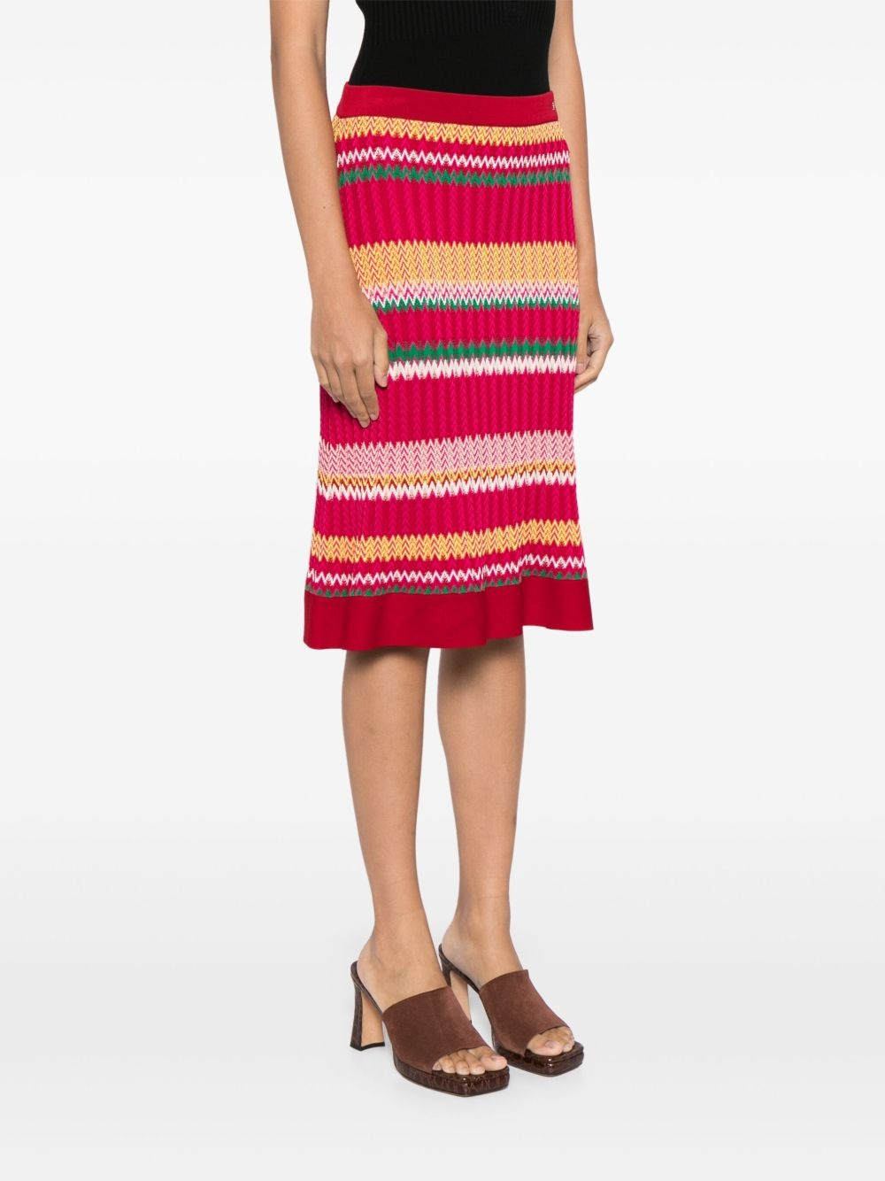 striped pattern midi-skirt - 4