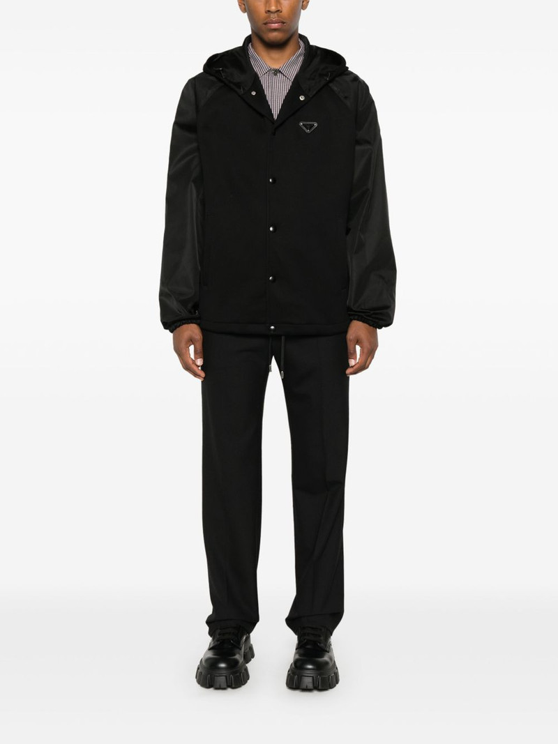 Prada enamel triangle-logo jacket outlook