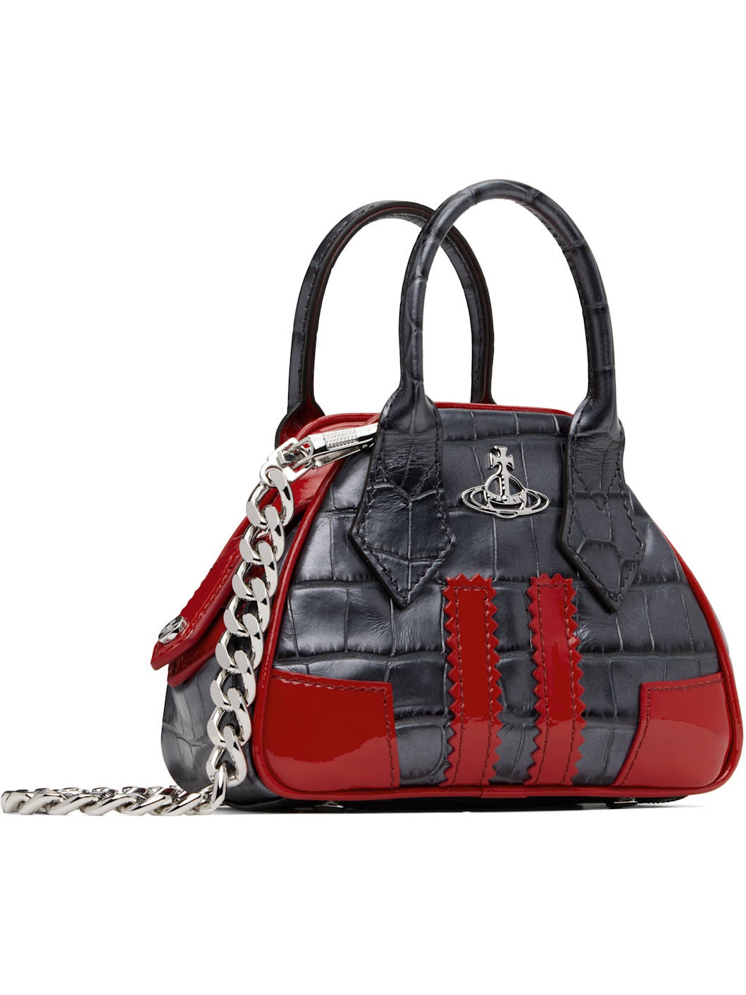 Gray & Red Mini Yasmine Chain Bag - 2