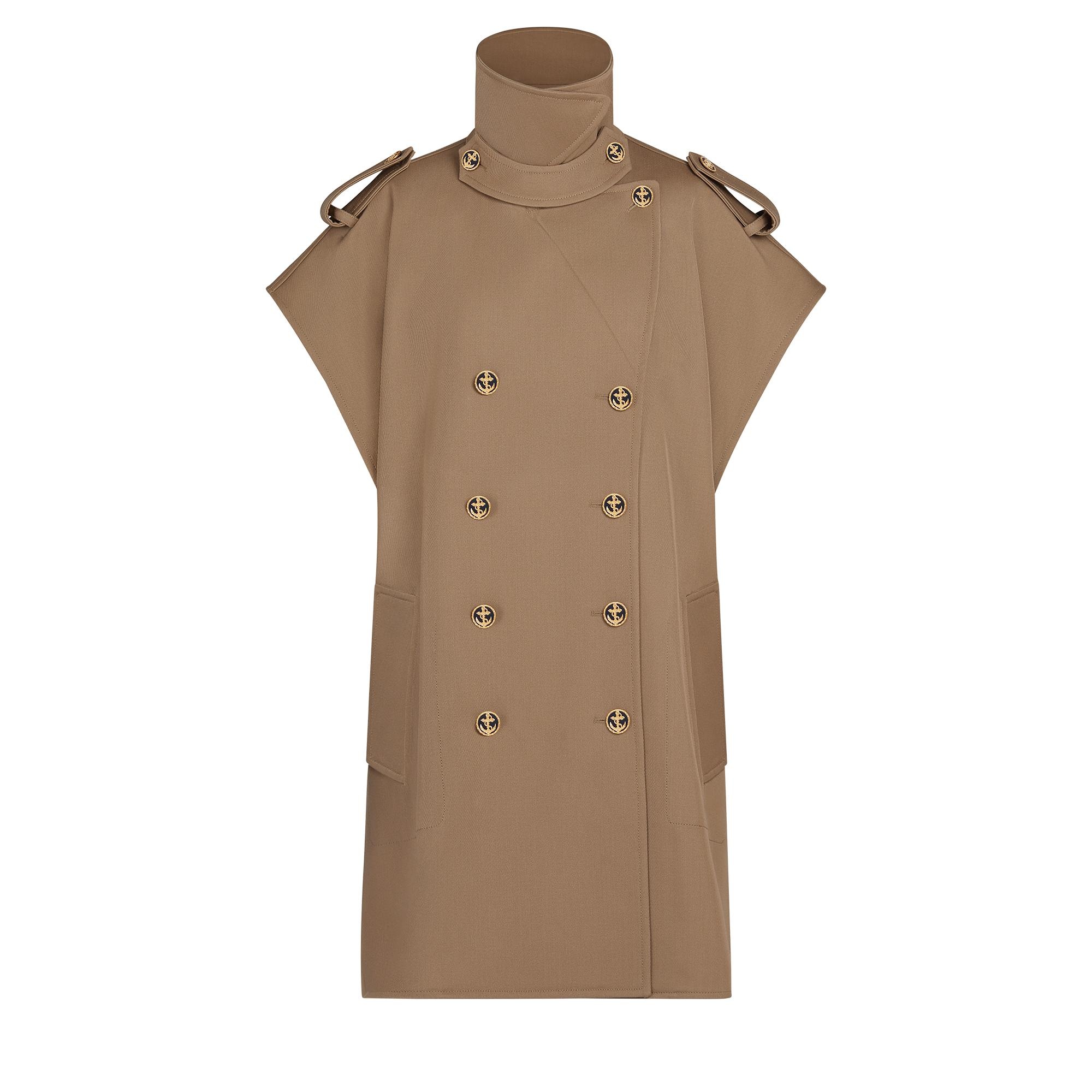 Trench Collar Sleeveless Coat - 4