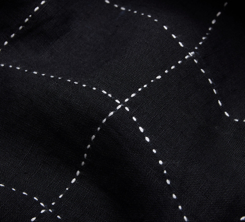 Loop Collar Shirt - Black Linen Drunk Chess 5