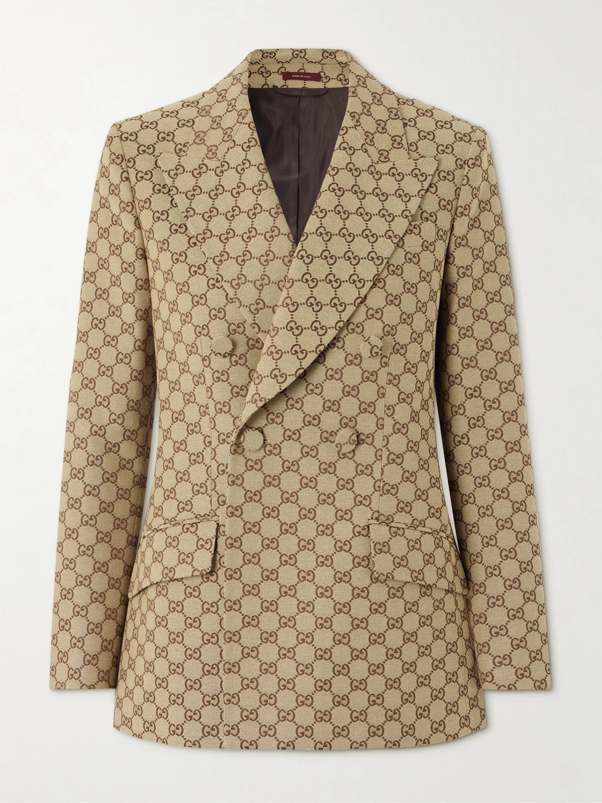 Double-breasted Cotton-blend Canvas-jacquard Blazer - 1