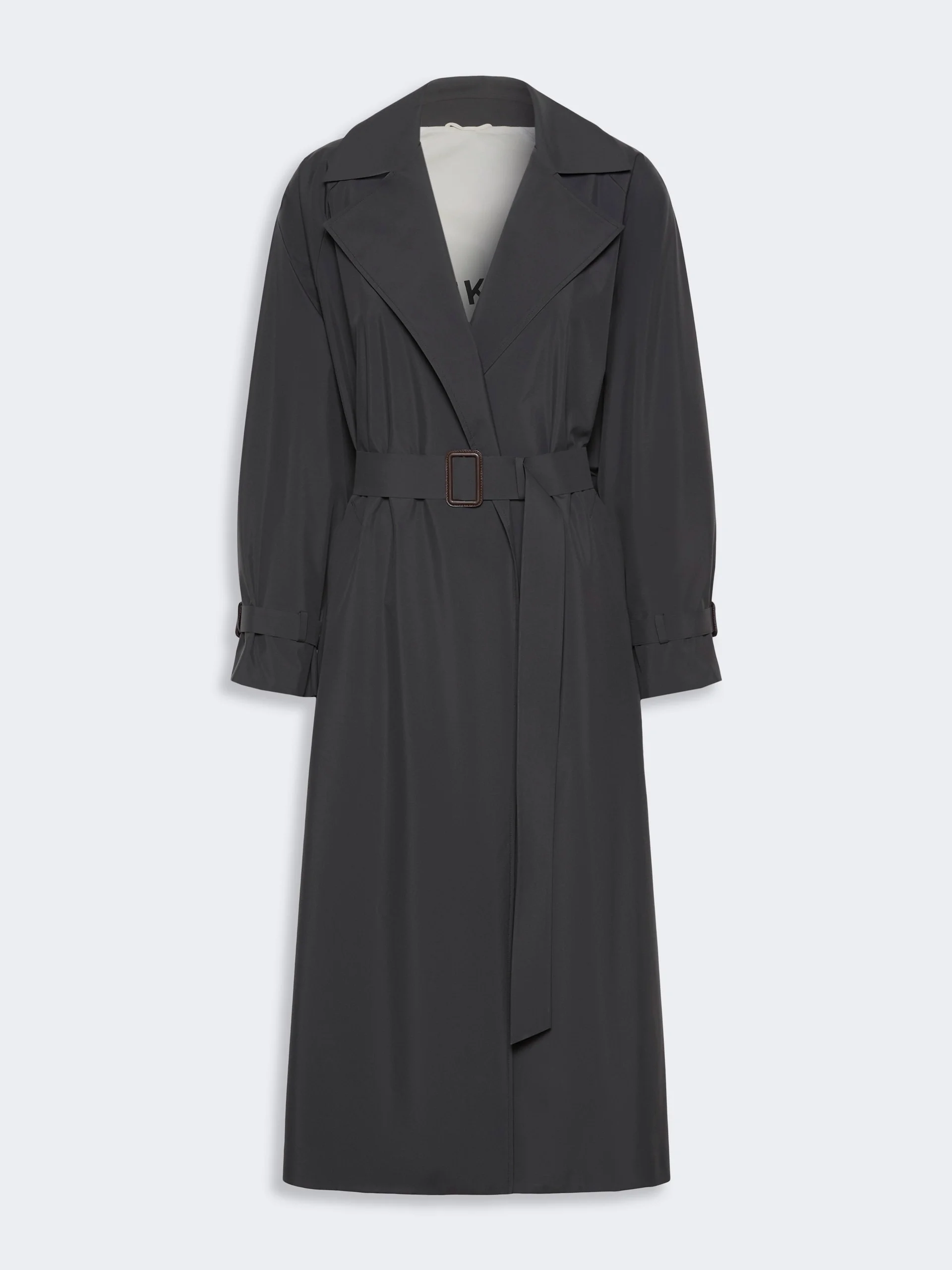 FATTO Long water-repellent technical canvas trench coat - BLACK - 1