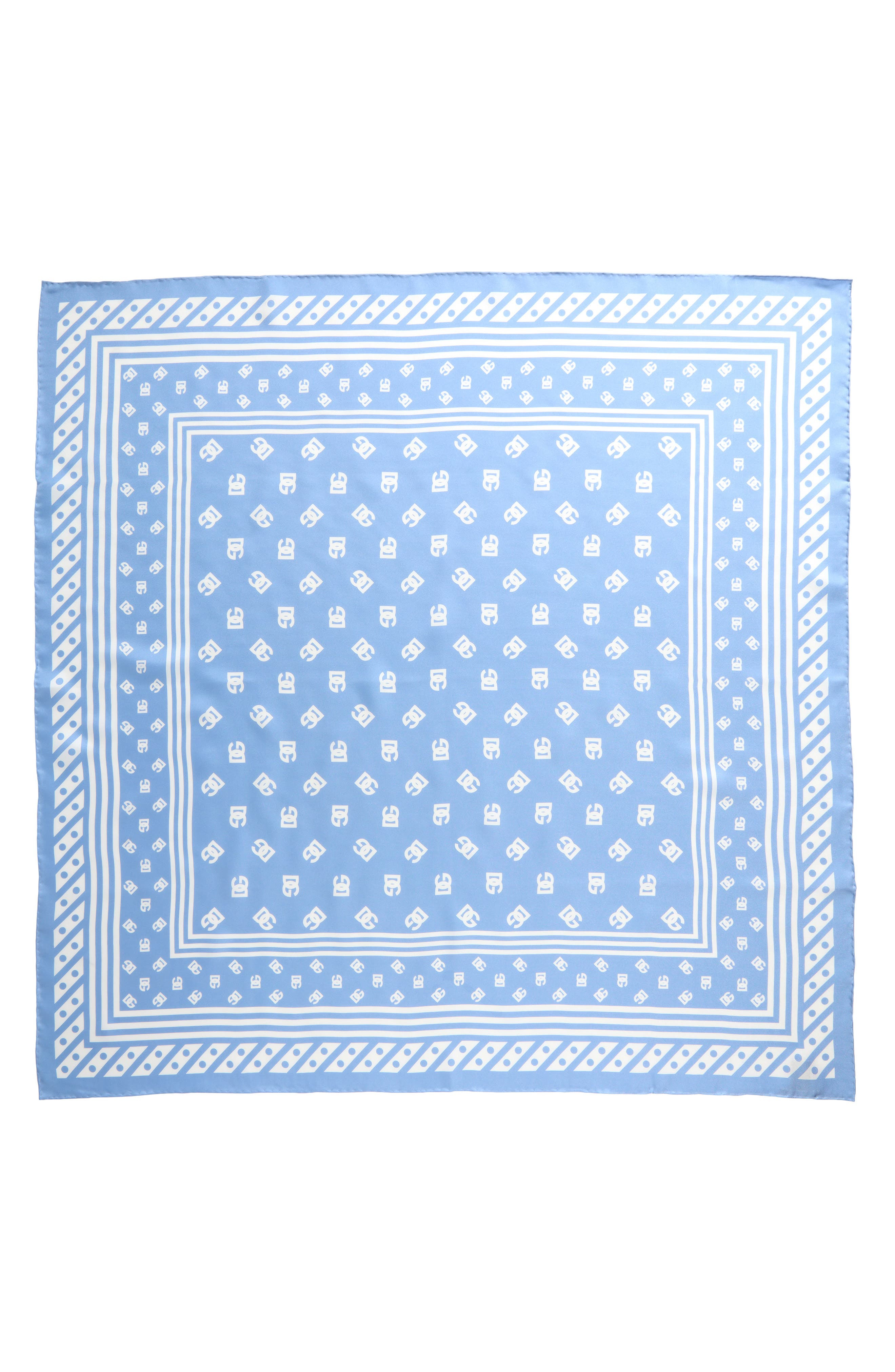 Dolce&Gabbana DG Logo Print Silk Square Scarf in Light Blue at Nordstrom - 1