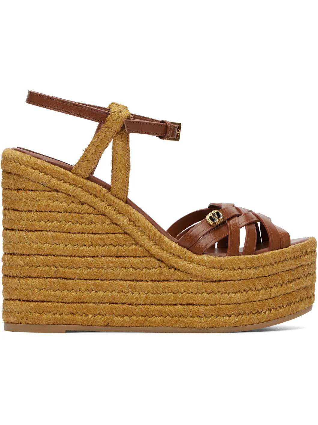 Brown Wedge Espadrilla Heeled Sandals - 1