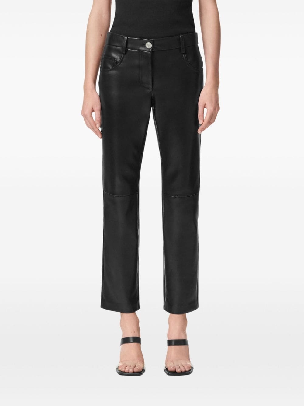 leather straight trousers - 3