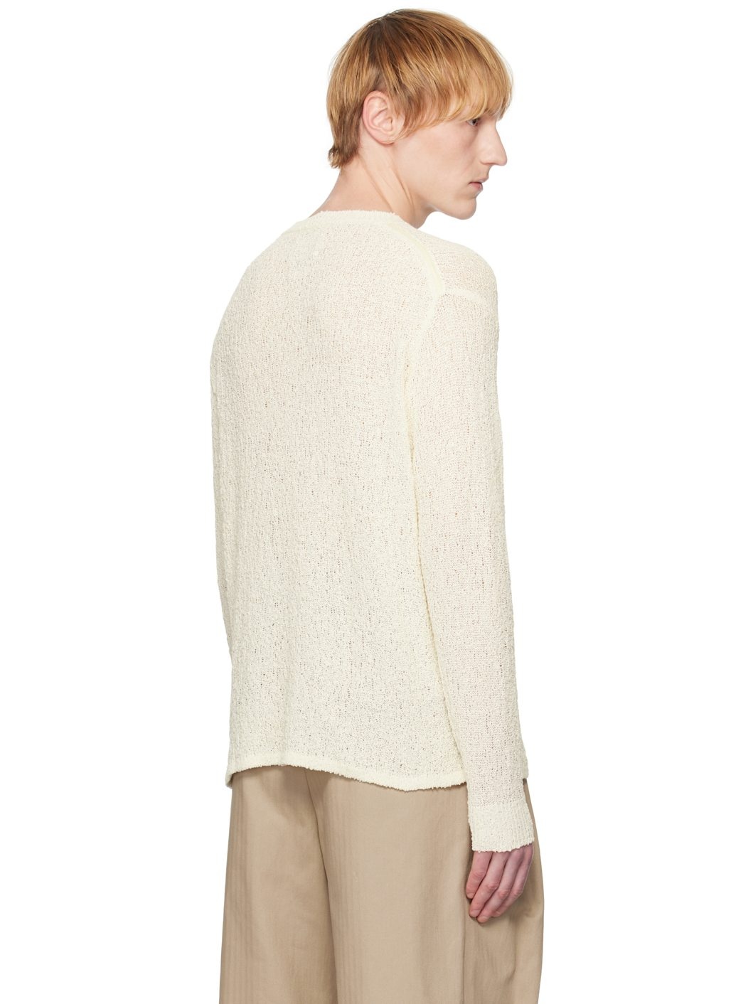Off-White Cotton Sheer Sweater - 3