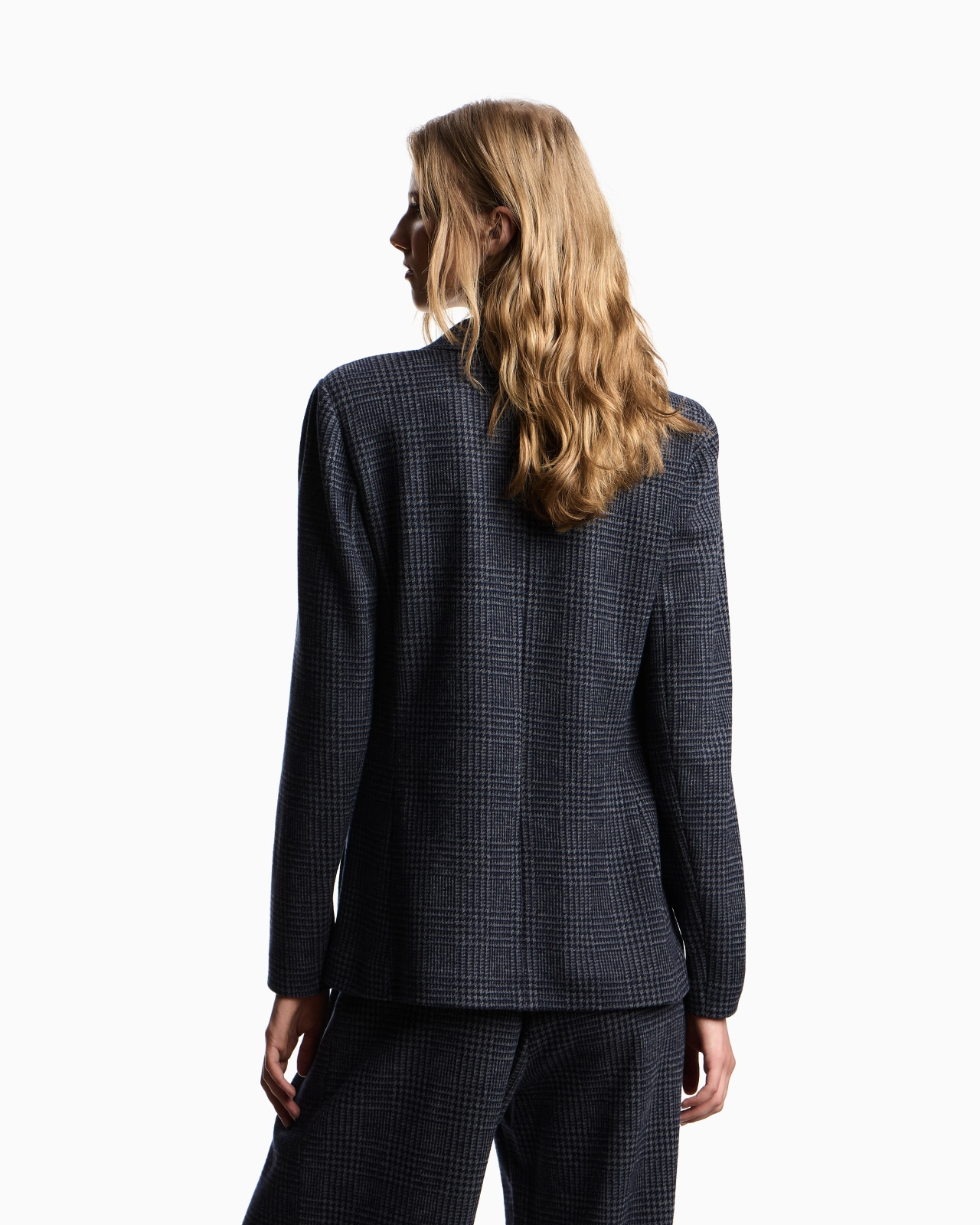 ICON PRINCE OF WALES CHECK COMPACT KNIT JERSEY SINGLE-BREASTED BLAZER - 3