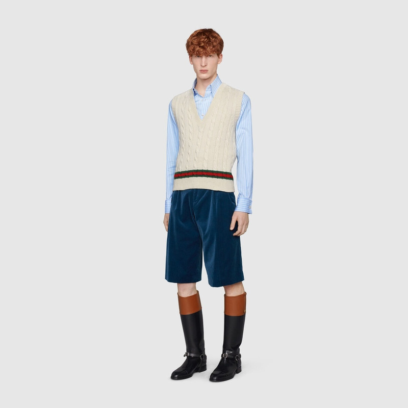 GUCCI Cable knit vest with Web outlook
