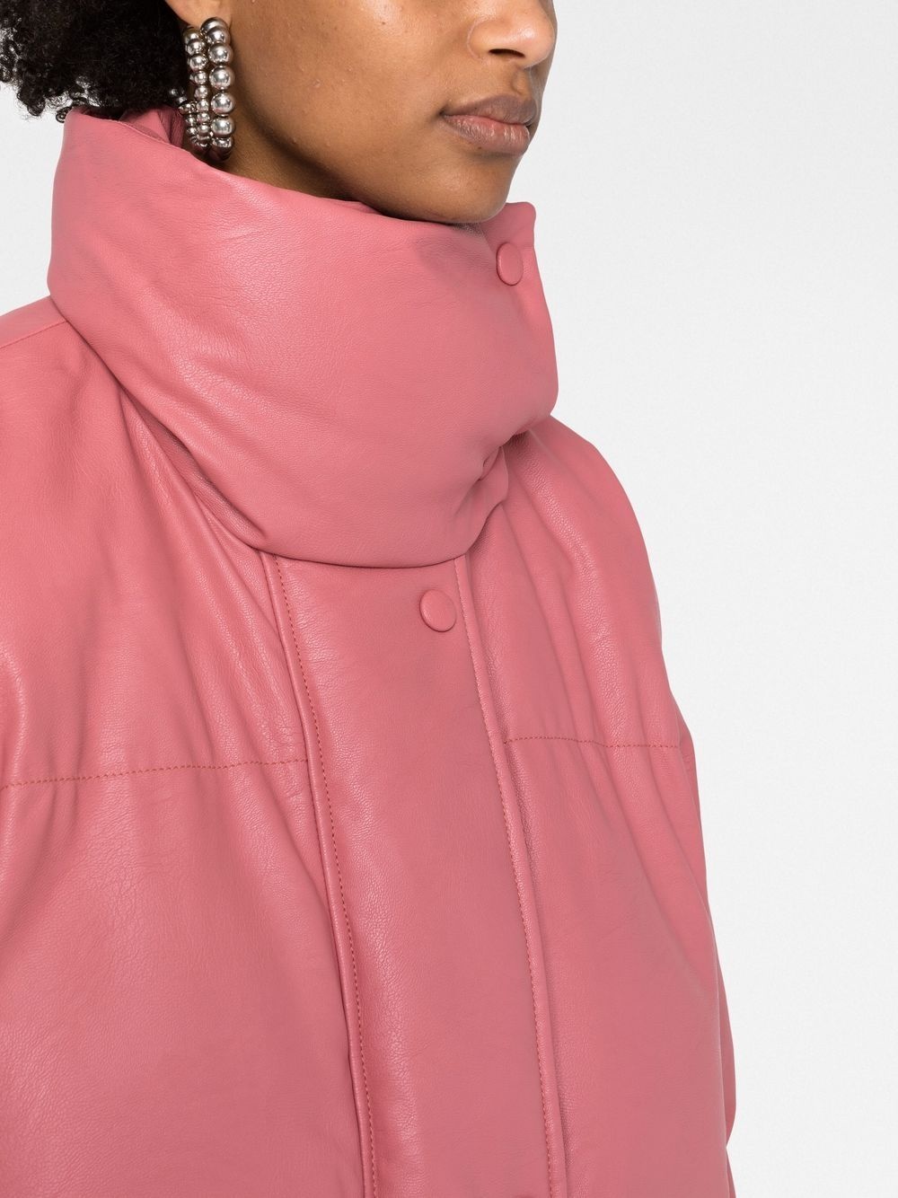faux-leather puffer jacket - 3
