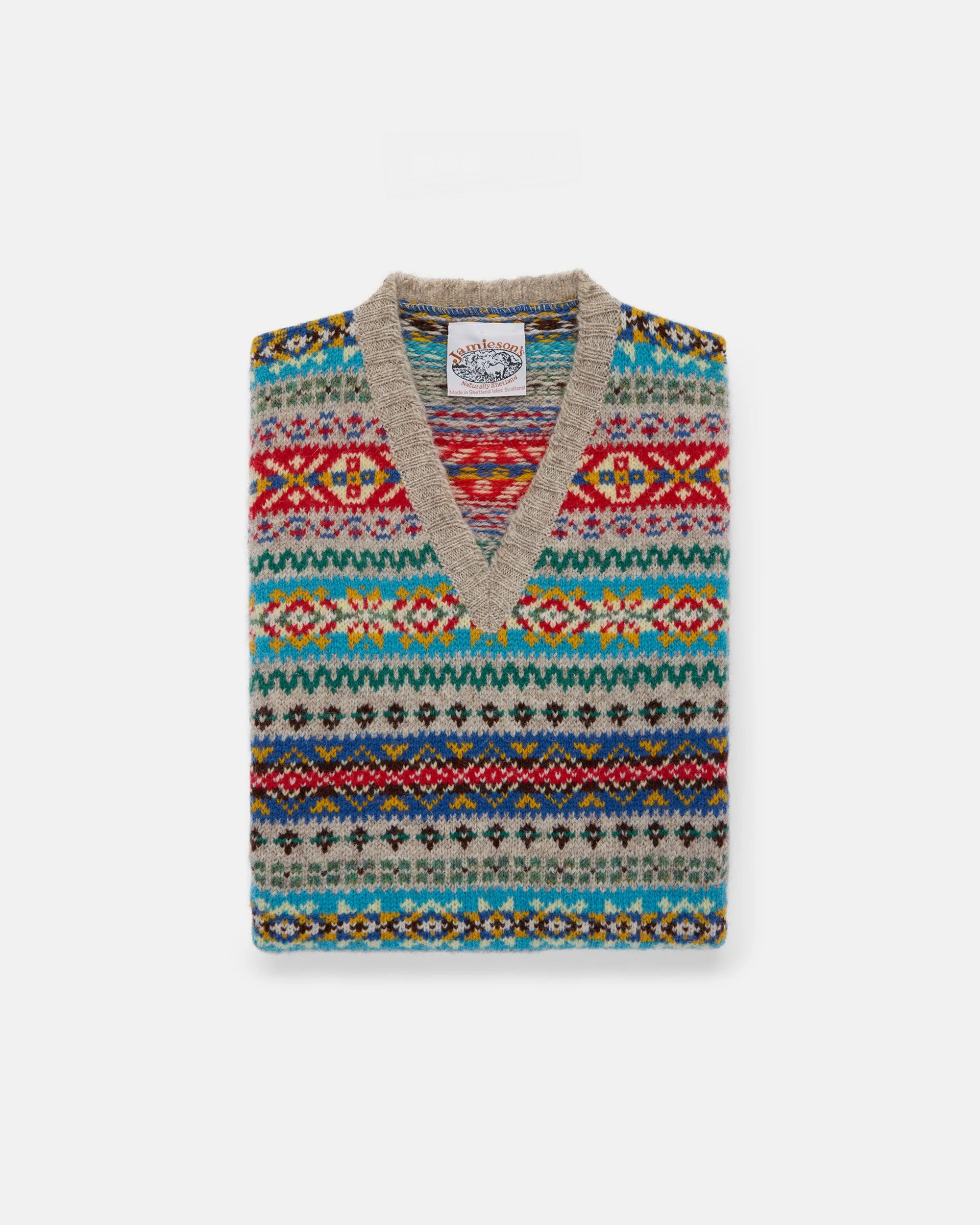 MADE-IN-SCOTLAND IVORY FAIR ISLE SWEATER VEST - 1