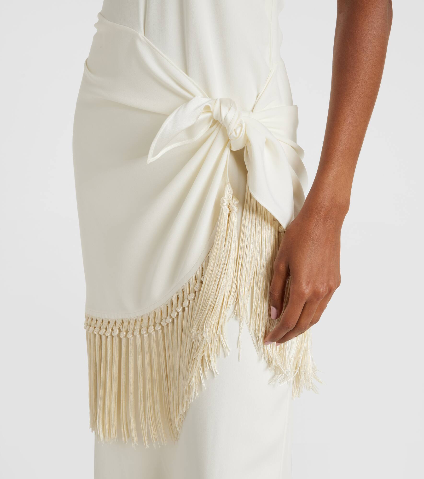 Meteora fringed halterneck crêpe cady gown - 5