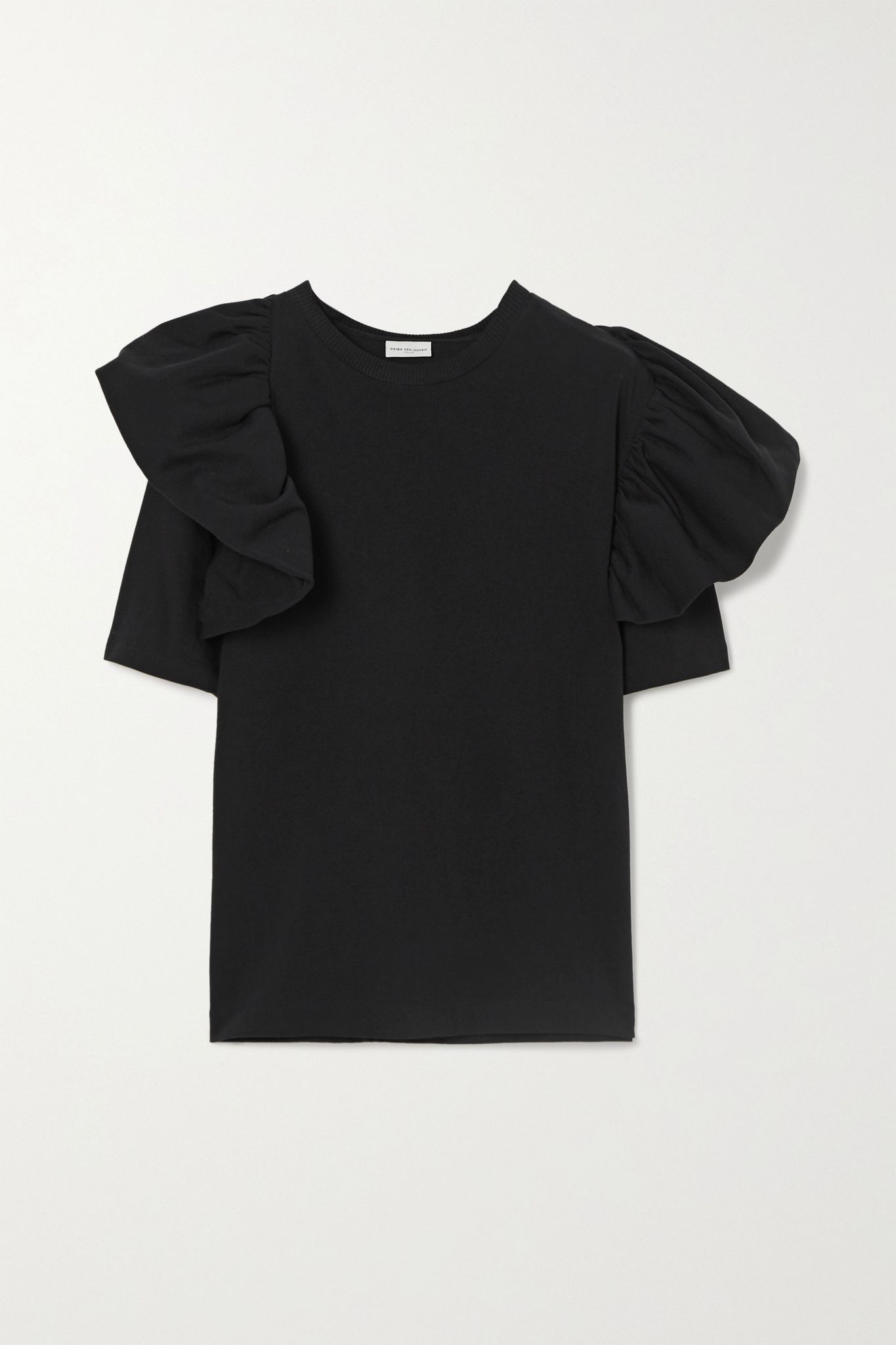 Ruffled cotton-jersey t-shirt - 1