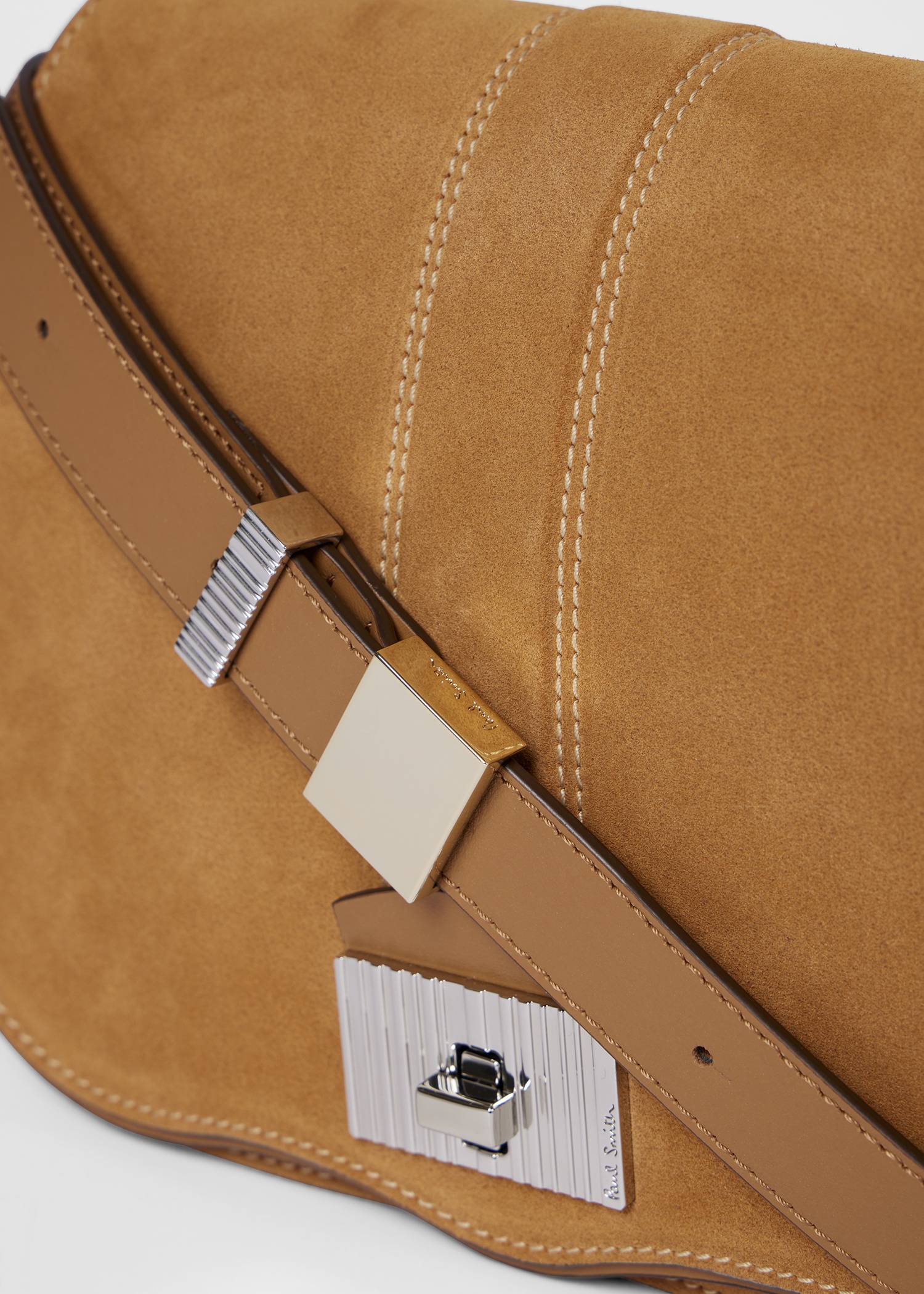 Women's Tan Suede Cross Body Satchel Bag - 4
