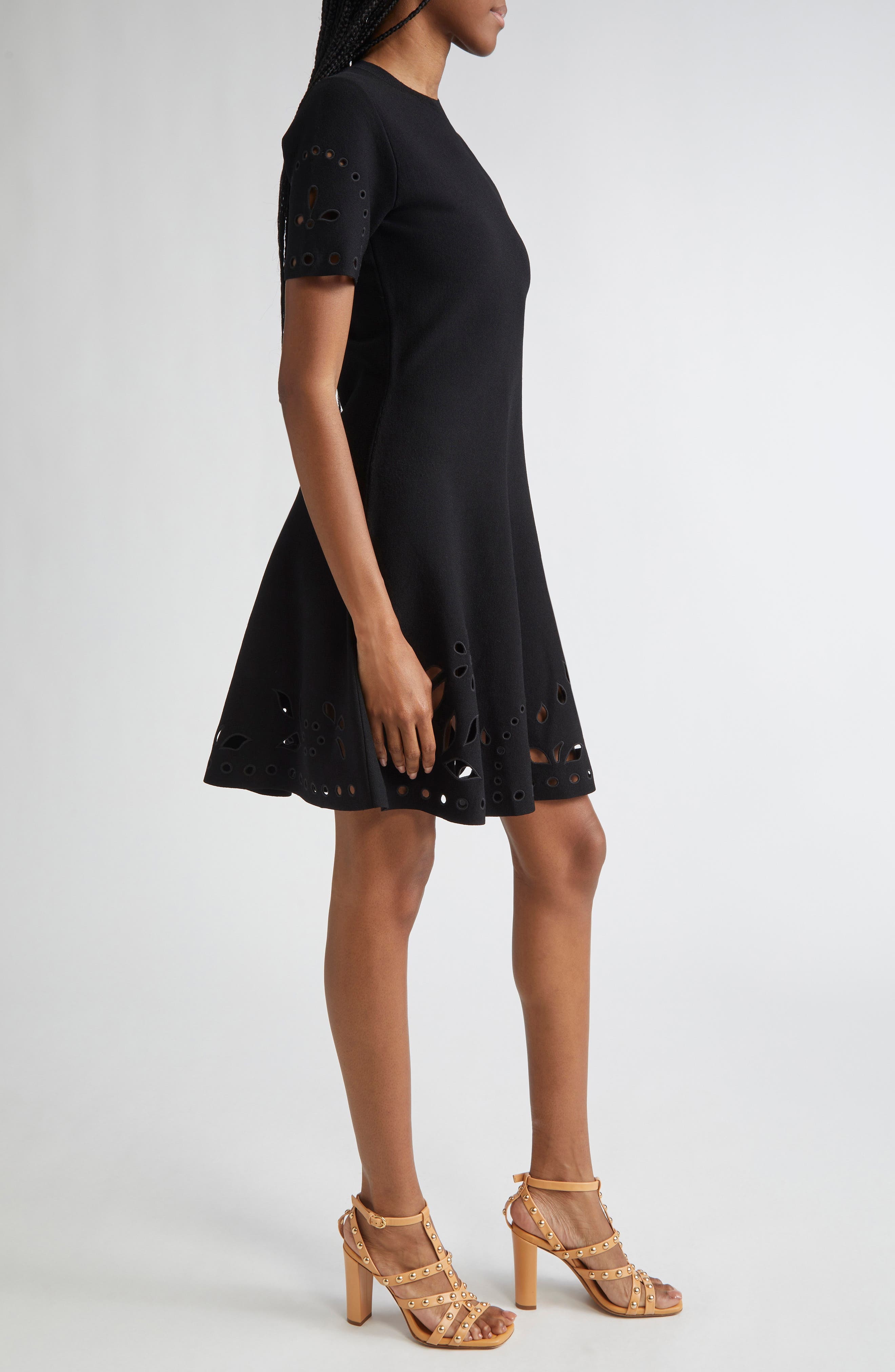 Ulla Johnson Fanna Eyelet Detail Knit Minidress in Noir at Nordstrom - 3