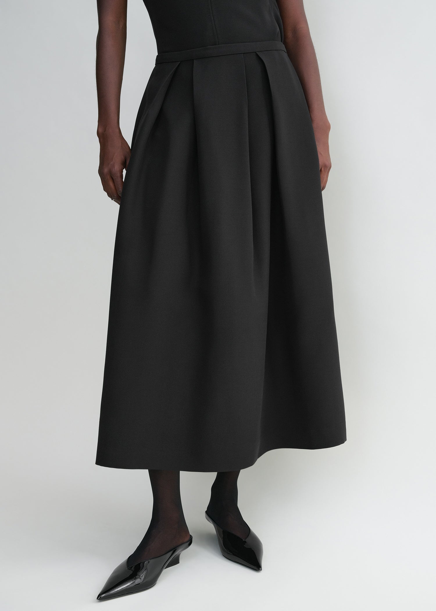 Wool silk twinflower skirt black - 5