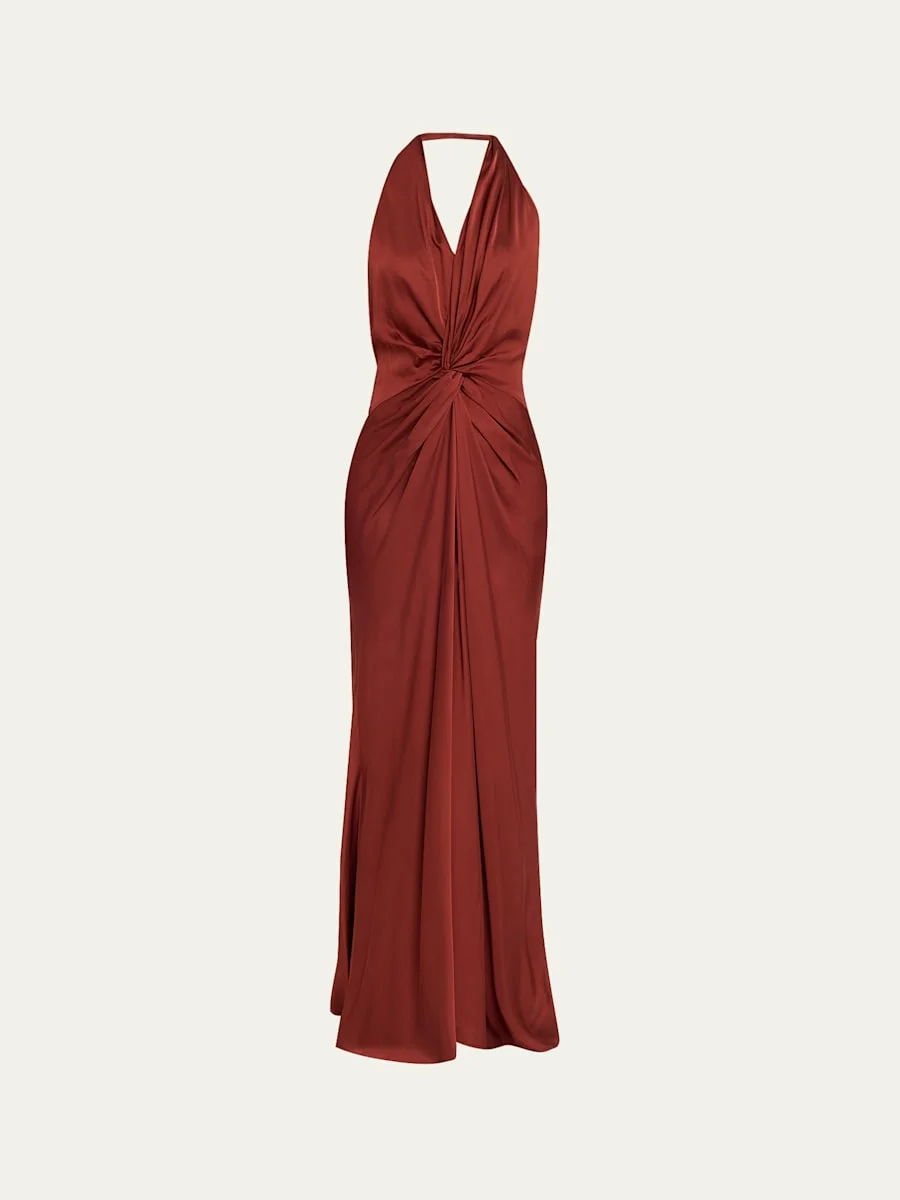 Mabel Twist-Front Halter Gown - 1