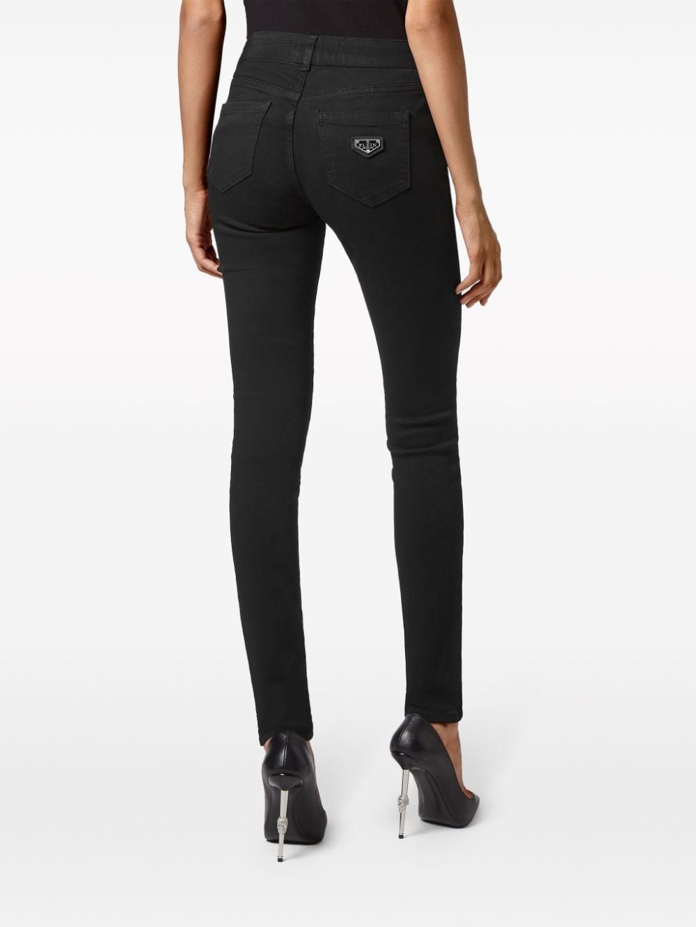 logo-plaque skinny-cut jeans - 4