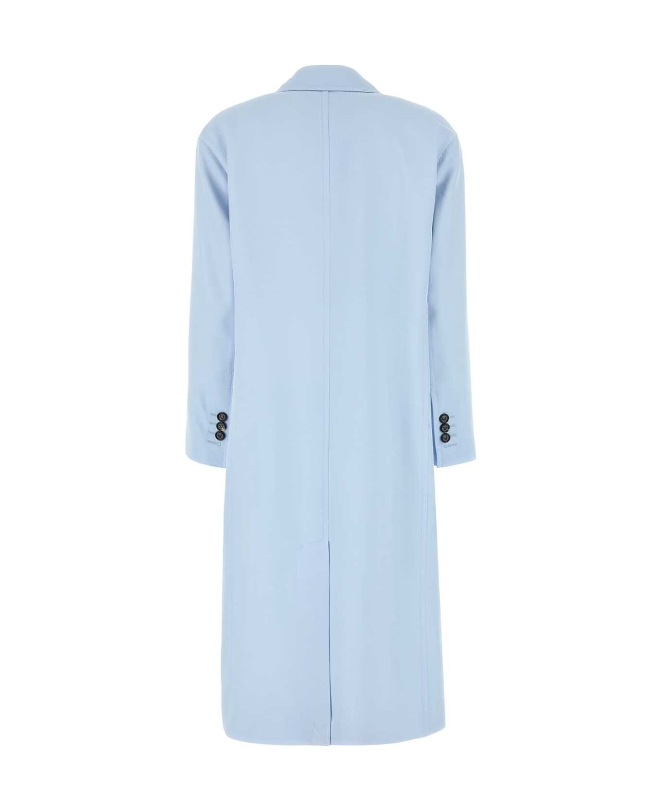 Pastel Blue Viscose Blend Coat - 2