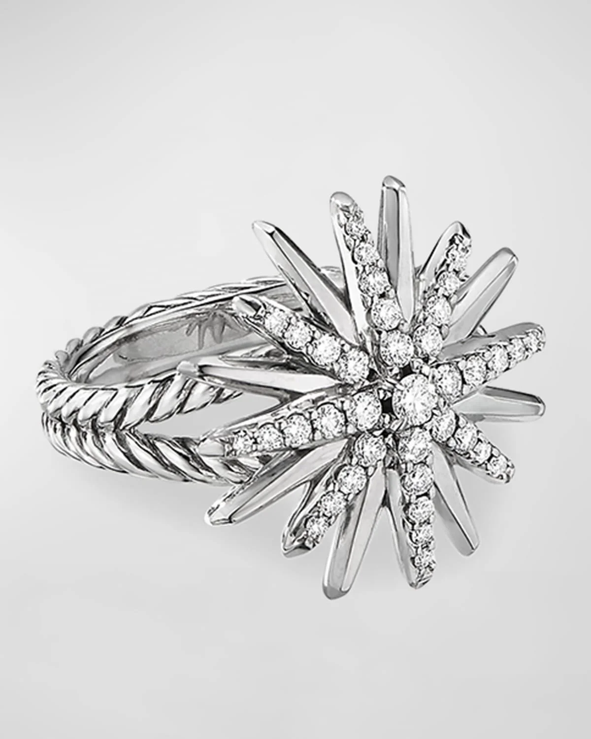 Starburst Ring in Sterling Silver with Diamonds - 1