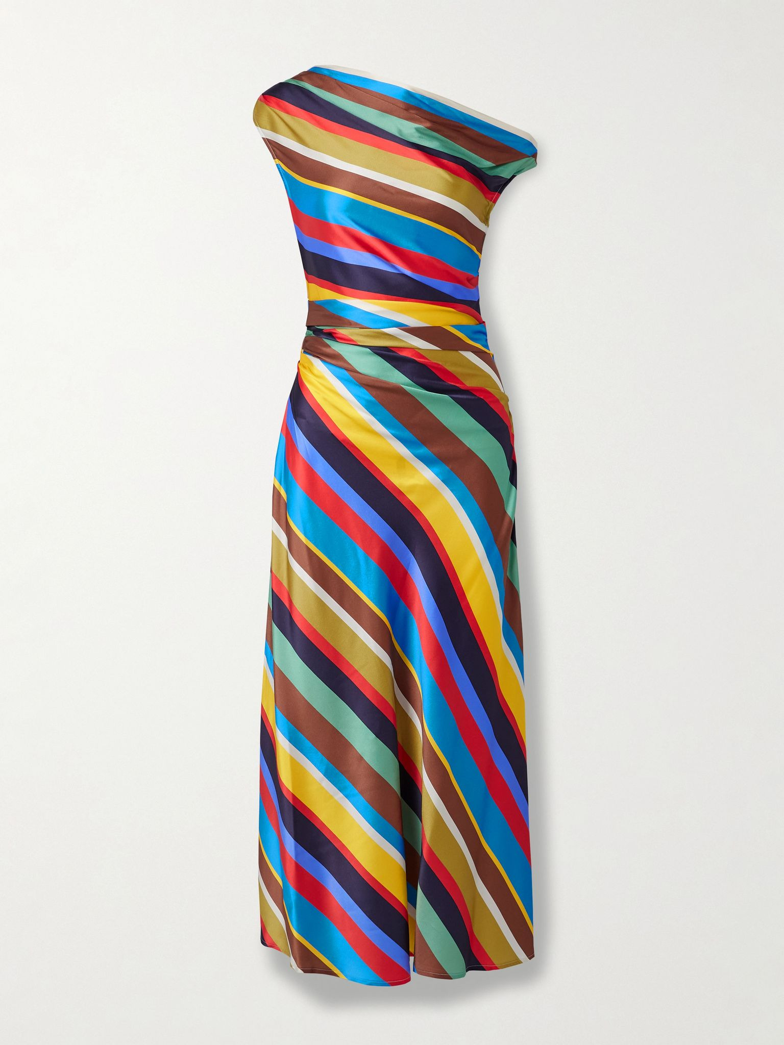 Phare draped striped silk-blend midi dress Multi - 1