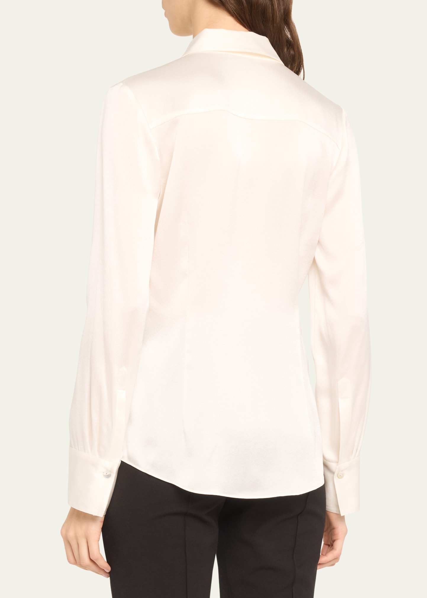 Long-Sleeve Silk Pullover Polo Top - 3