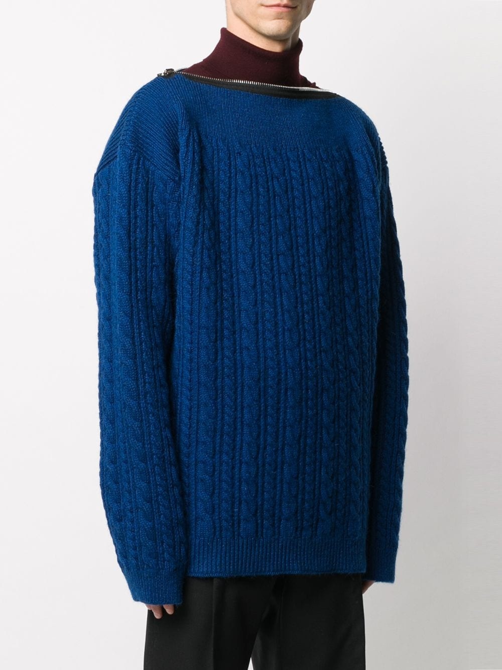 crew neck cable-knit jumper - 3