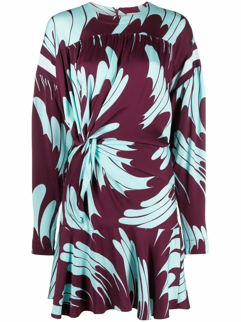abstract-print gathered dress 1