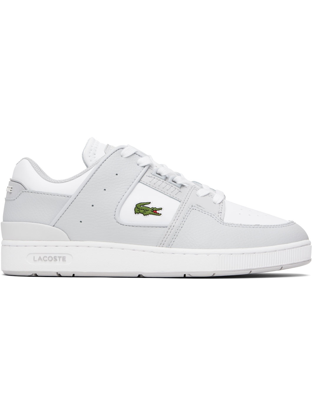 White & Gray Court Cage Leather Sneakers - 1