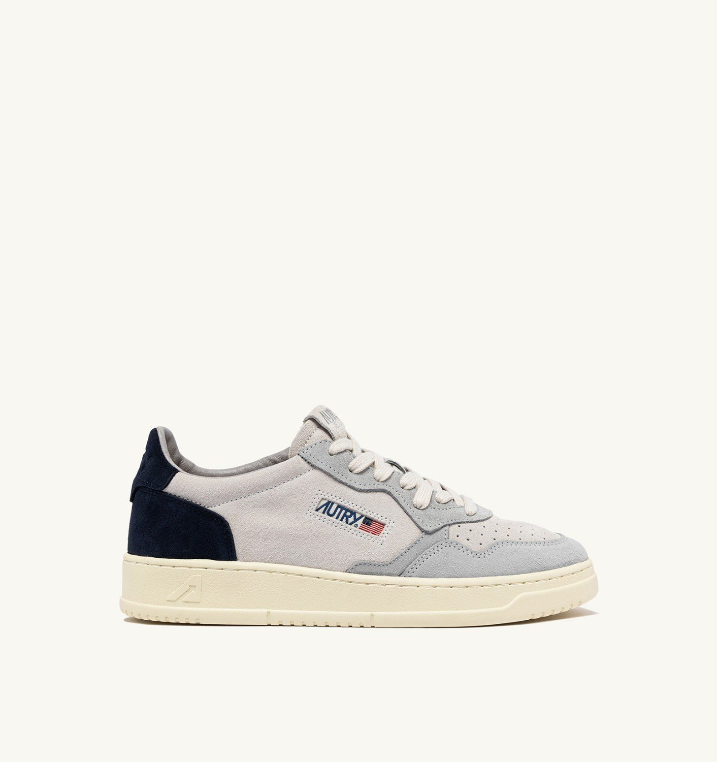 MEDALIST LOW SNEAKERS IN LOFT GRAY AND SPACE BLUE SUEDE - 1