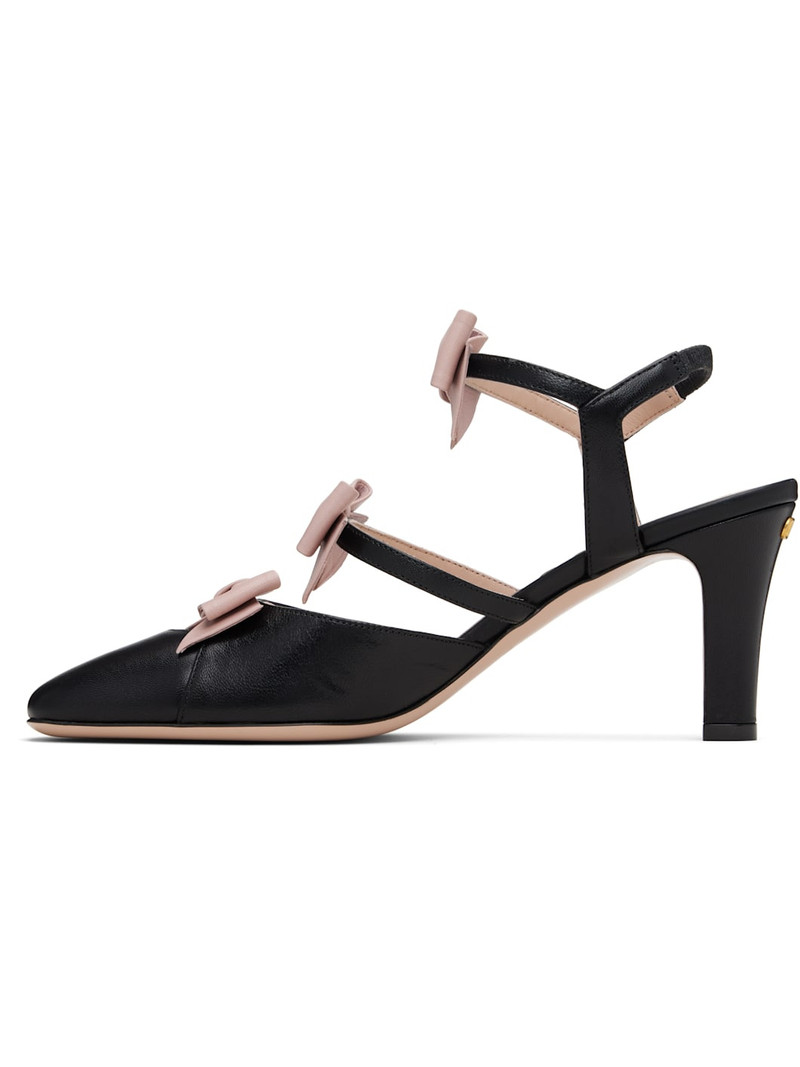 Valentino Black Slingback Leather Bow Heels outlook