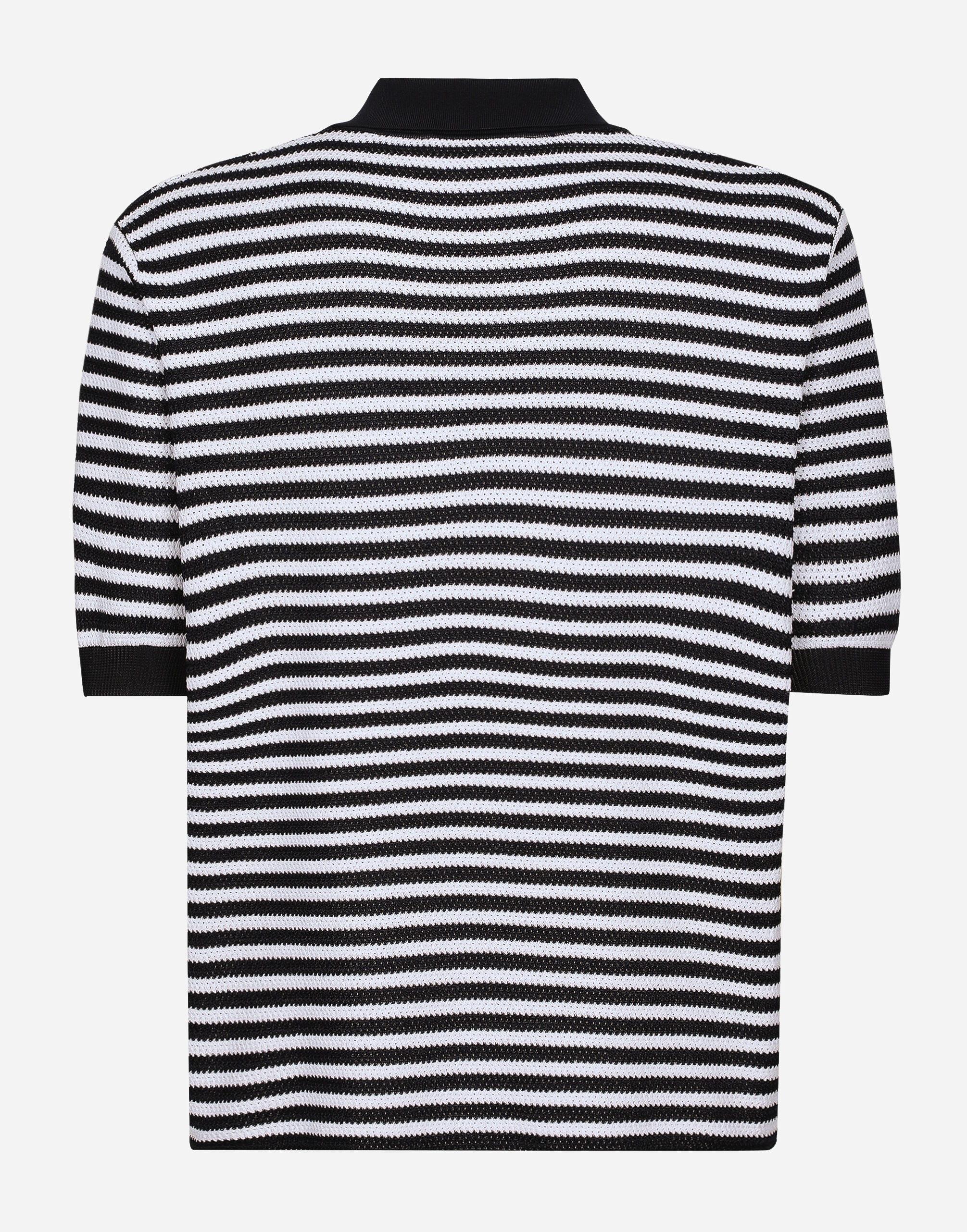 Striped cotton V-neck polo-shirt with DG logo - 2