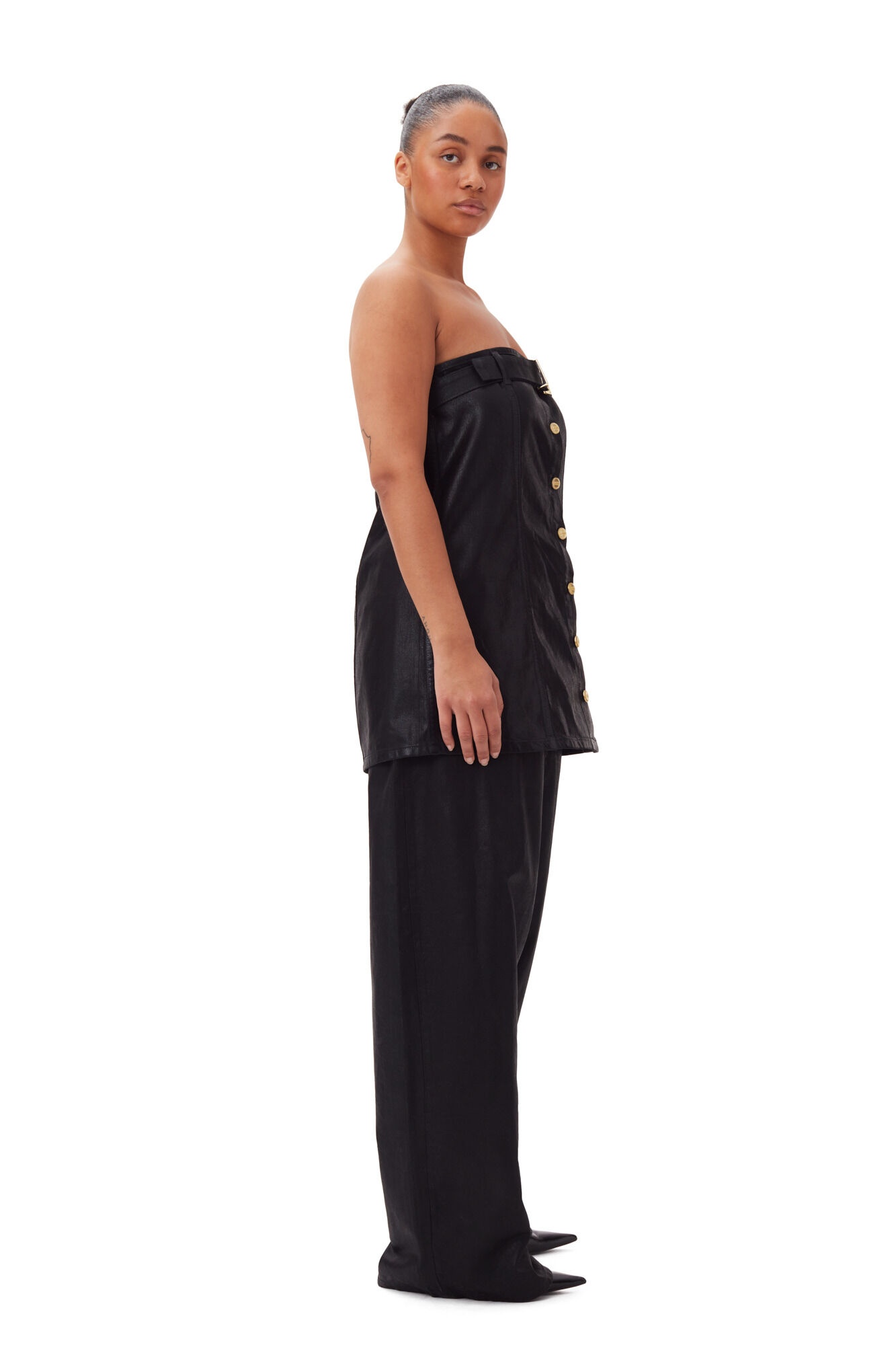 BLACK FOIL DENIM CORSAGE - 9