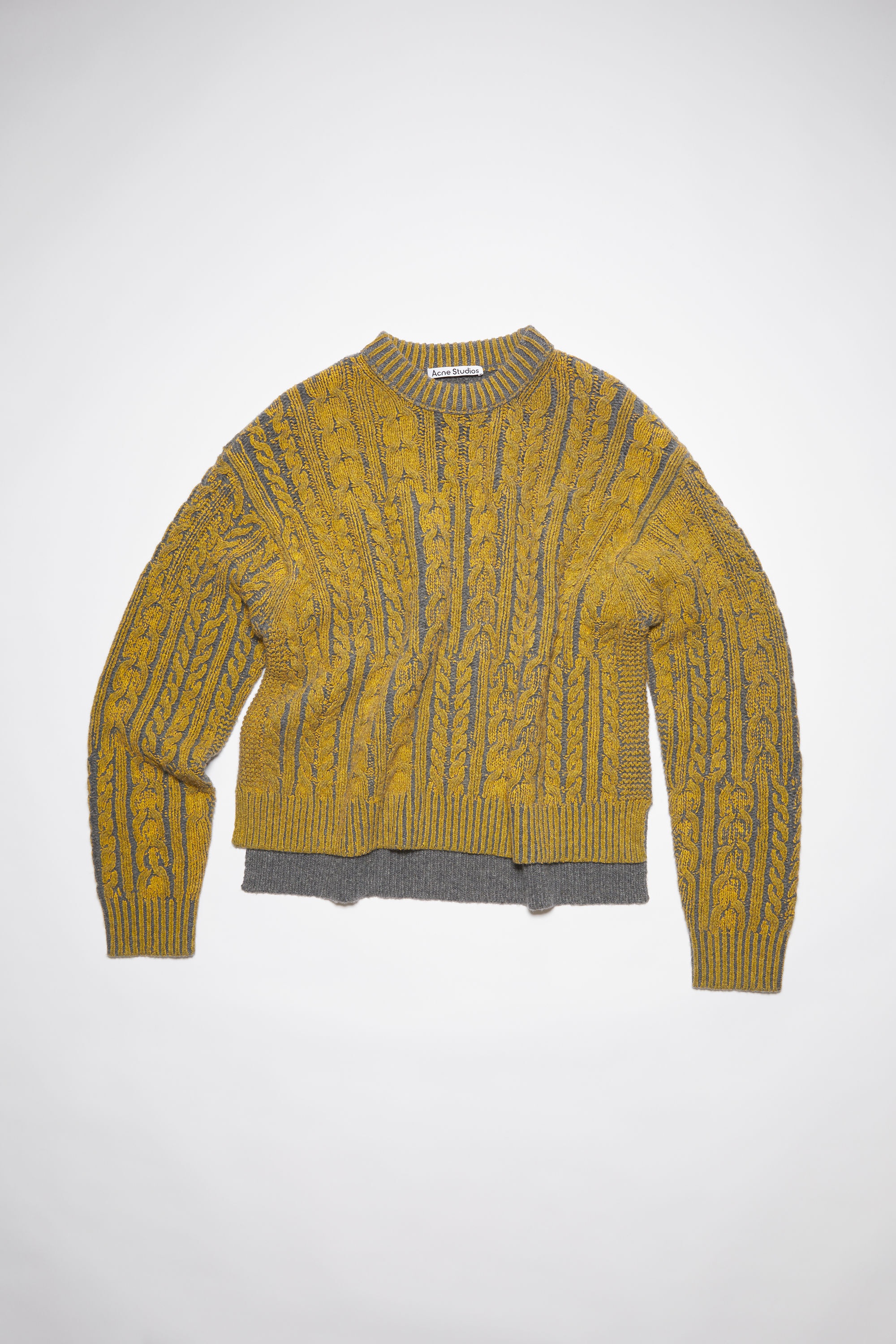 Crew neck wool-blend jumper - Oil yellow - 6