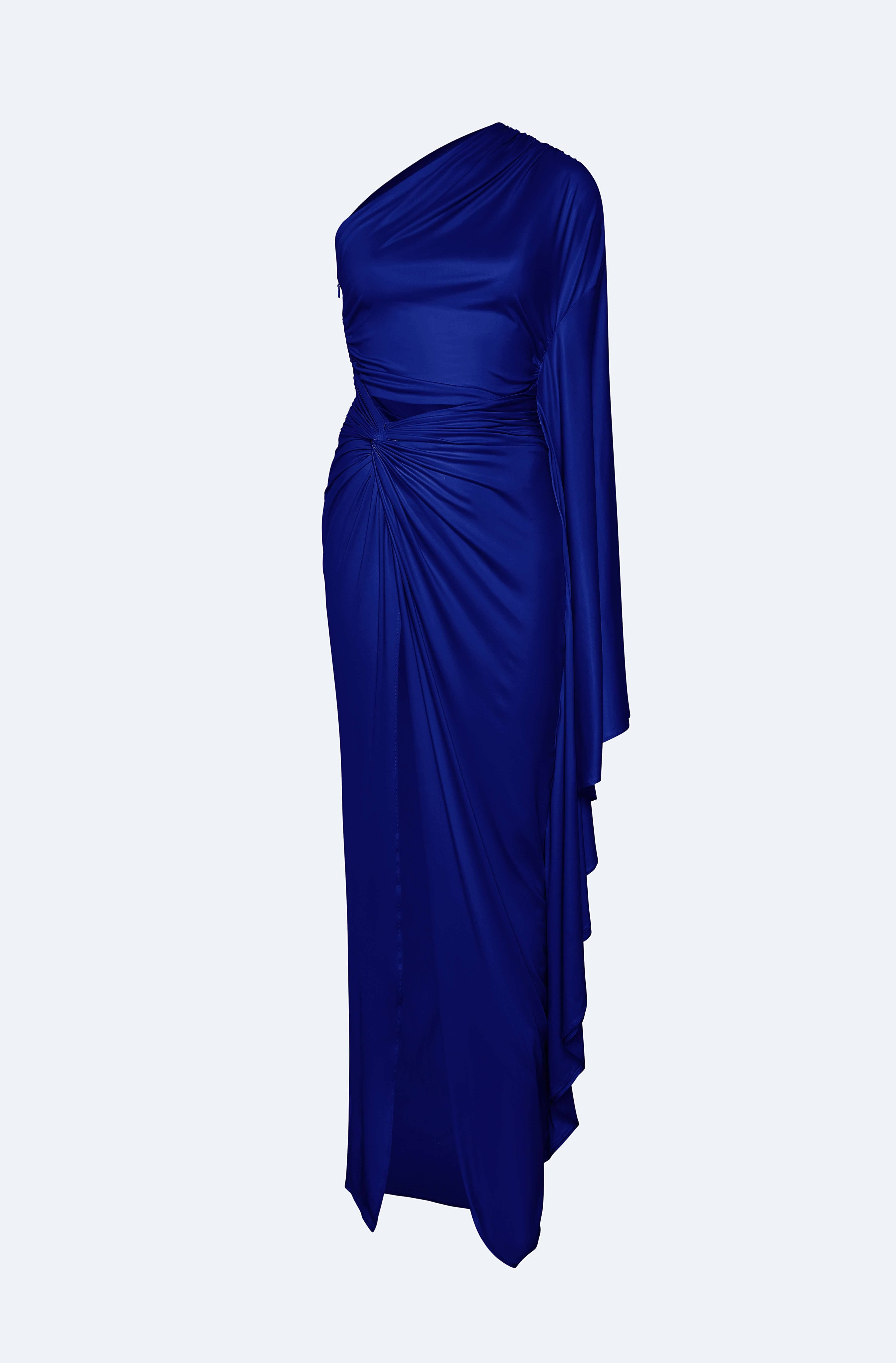 Coated Jersey One Shoulder Rouched Gown - 1