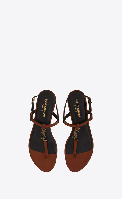 SAINT LAURENT cassandra flat sandals in leather with gold-tone monogram outlook