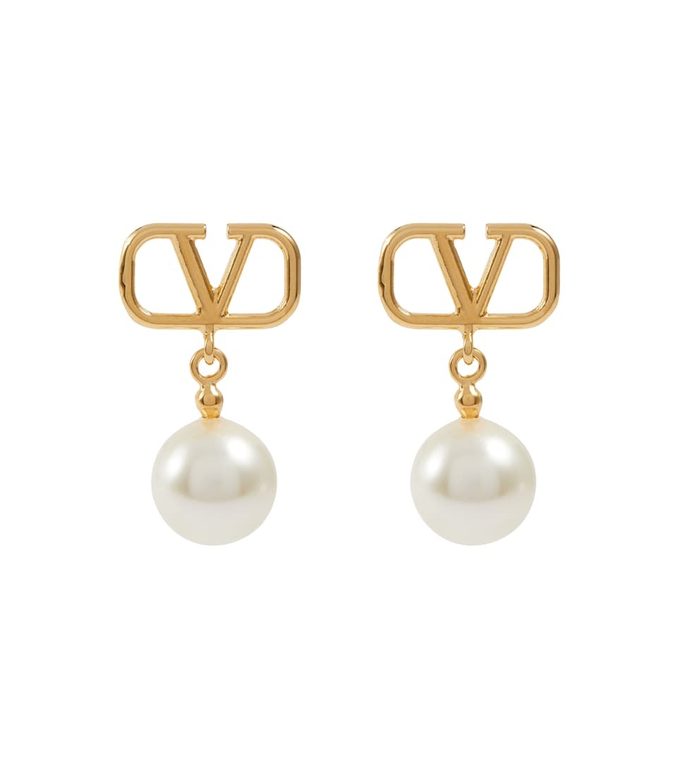 VLogo faux pearl earrings - 1
