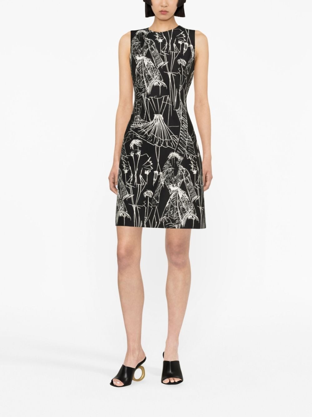 Croquis-print sleeveless minidress - 2