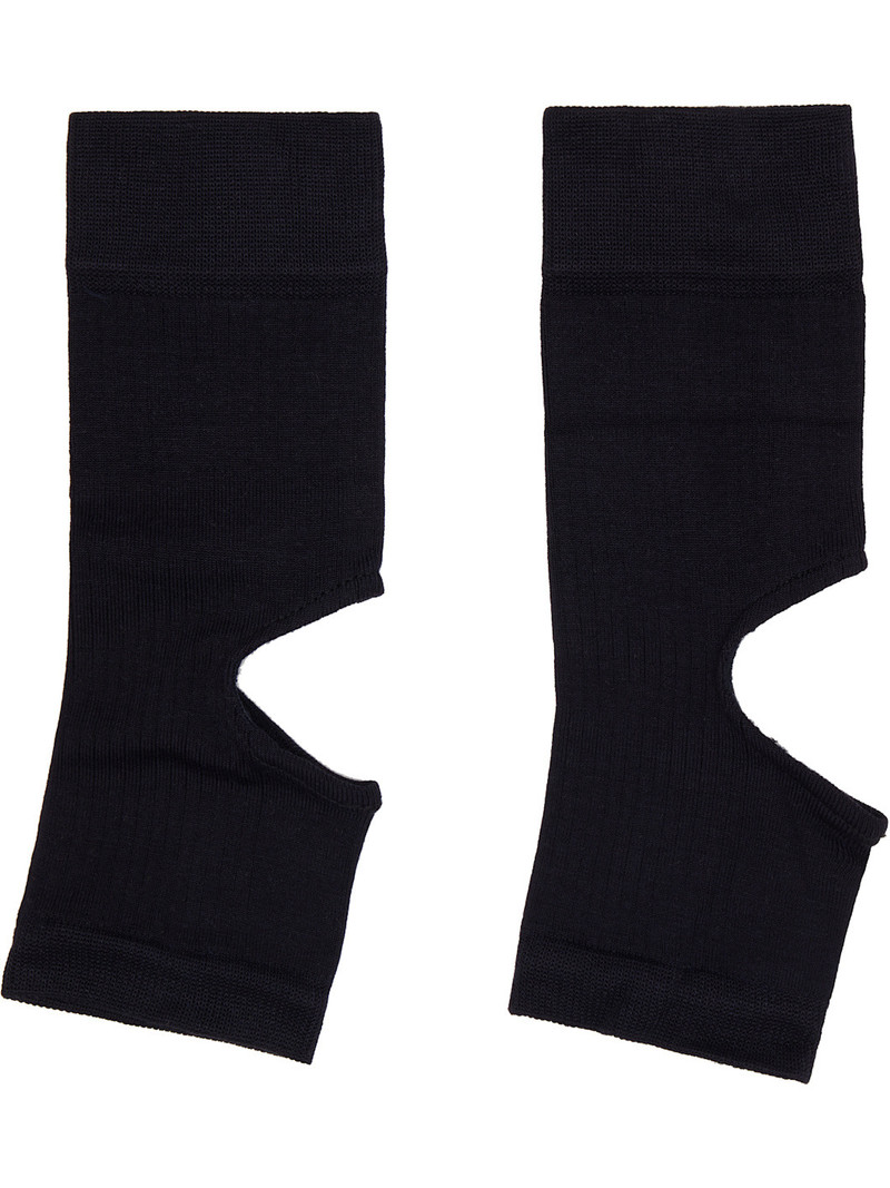 Lemaire Navy Cut-Out Rib Gaiter Socks outlook