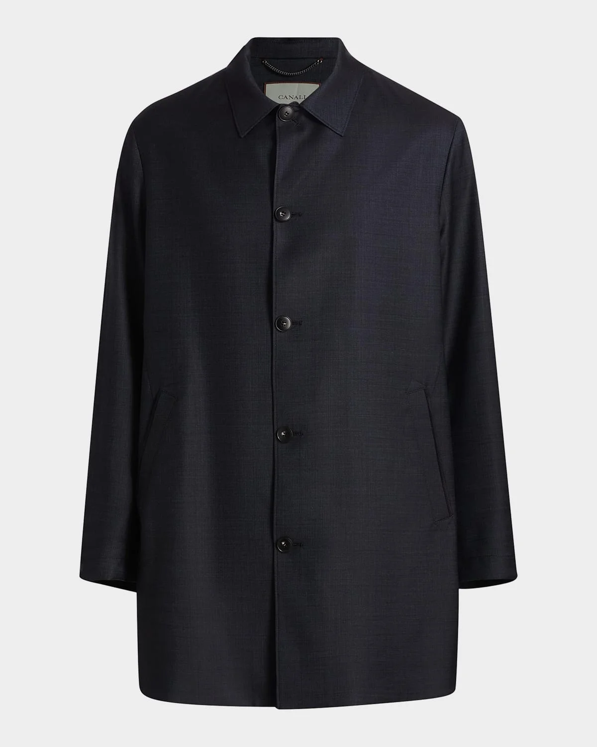 Men's Wool Denim-Textured Overcoat - 1